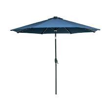 Photo 1 of 10 ft. Market Outdoor Patio Umbrella with Solar LED Lighted in Navy Blue
