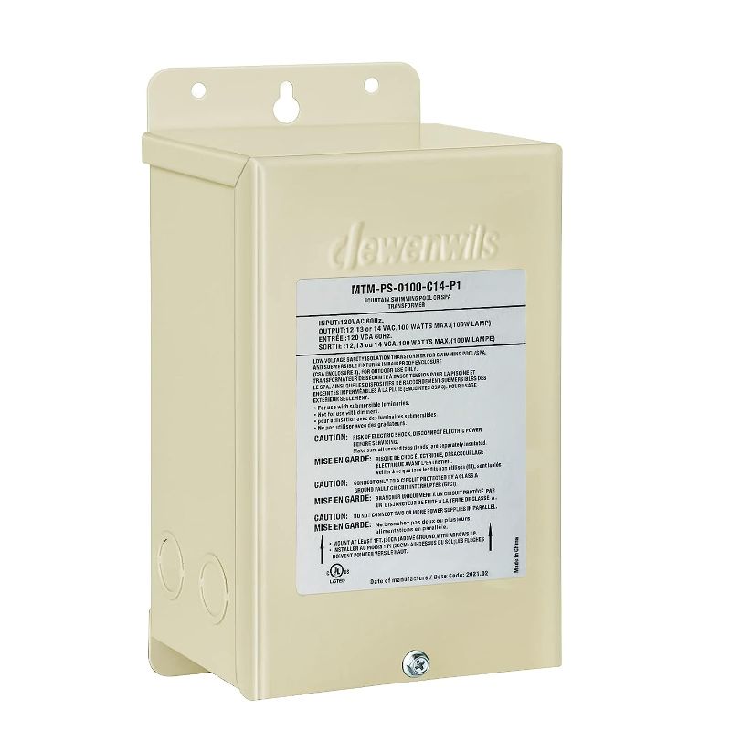 Photo 1 of DEWENWILS 100W Pool Light Transformer, 120V AC to 12V/13V/14V AC, Multi-tap Low Voltage Transformer for Swimming Pool Lighting, Spa, Landscape & Fountain Lights, Outdoor Lighting Products, UL Listed
