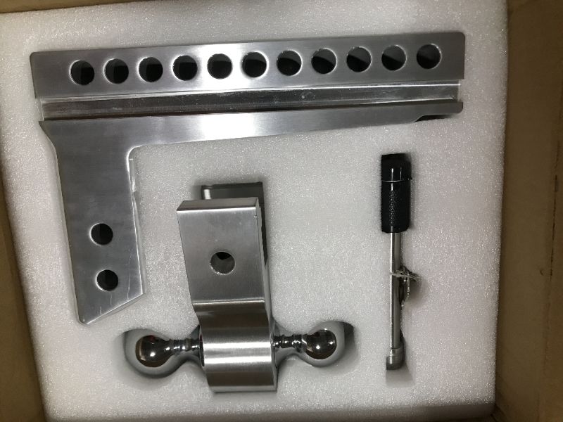 Photo 2 of Adjustable Trailer Hitch, Fits 2.5 Inch Receiver, 10 Inch Drop Hitch, 18,500 LBS GTW, Aluminum Forged Shank, 2 Inch & 2-5/16 Inch Balls, Towing Hitch for Heavy Duty Truck with Double Lock Pins