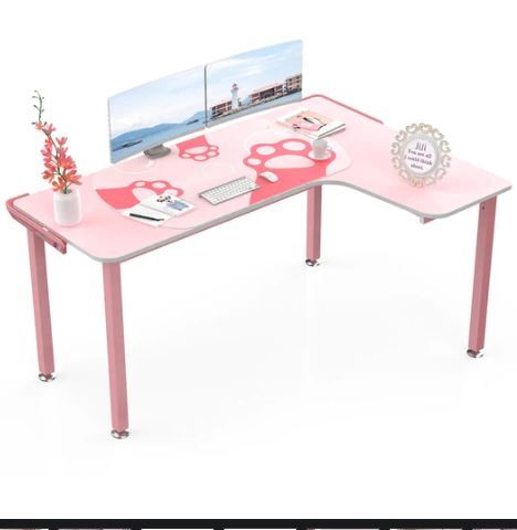 Photo 1 of GAMING DESK: L152 60" Pink L Shaped Desk
