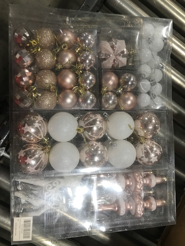 Photo 1 of 120pc assorted white and rose gold ornaments