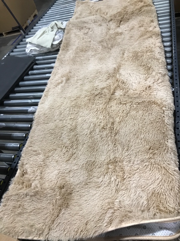 Photo 1 of 104in x 96in cream colored shag rug with anti-slip bottom