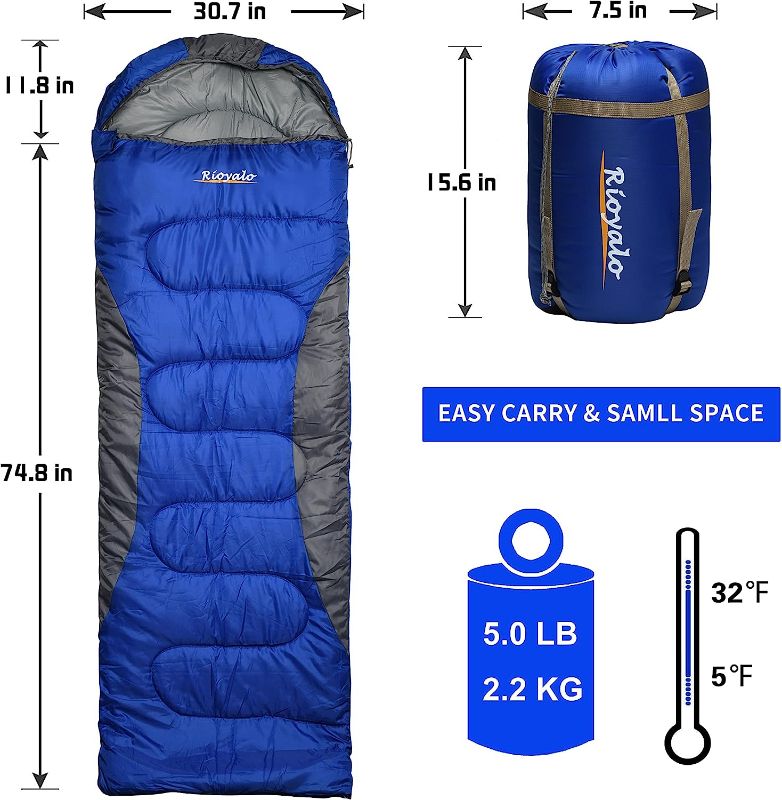 Photo 1 of 0 Degree Winter Sleeping Bags for Adults Camping (450GSM) - Temp Range (5F–32F) Portable Waterproof Compression Sack- Camping Sleeping Bags for Big and Tall in Env Hoodie: Backpacking Hiking 4 Season
