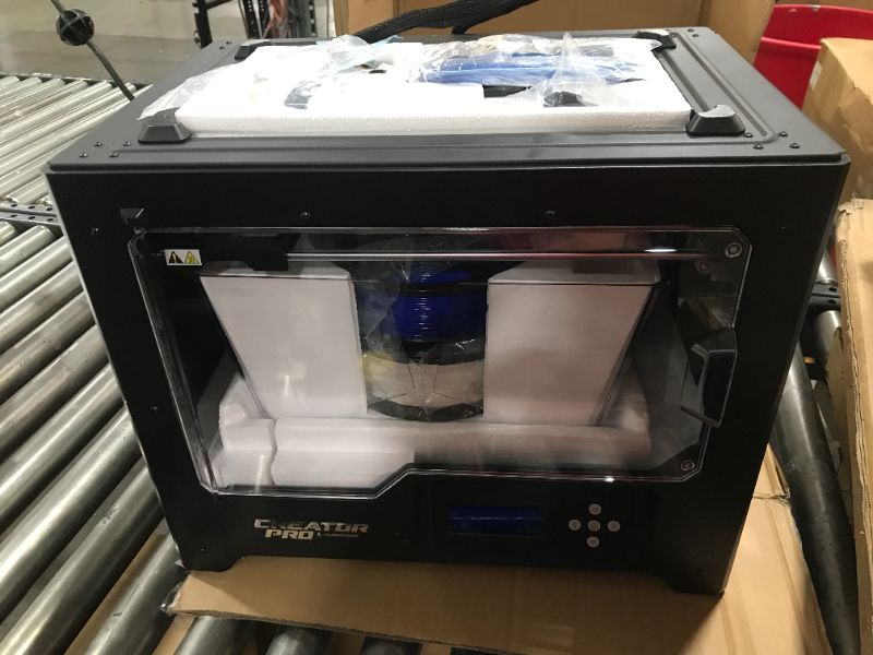 Photo 2 of FlashForge Creator Pro 3D Printer, Dual Extruder 3D Printers W/2 Spools, Fully Metal Frame, Acrylic Covers, DIY FDM 3D Printer Kit with Optimized Build Platform, Works with ABS and PLA