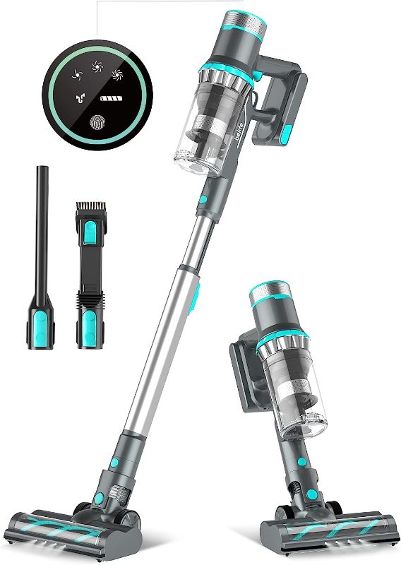 Photo 1 of (NEEDS NEW BATTERY or PARTS ONLY )Belife BVC11 Cordless Vacuum Cleaner, 25Kpa 380W Brushless Stick Vacuum, Lightweight Vacuum for Home Hardwood Floor Carpet Pet Hair, Max 40mins Runtime, LED Touch Display, Blue
