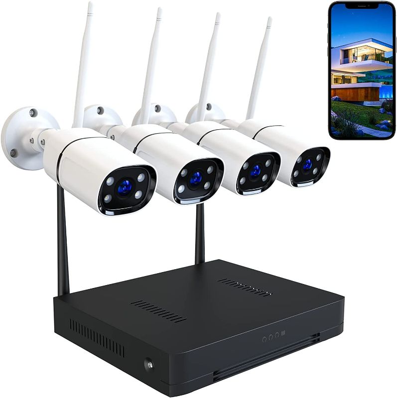 Photo 1 of BJS Wireless Security Camera System for Home/Store/Office,Plug and Play 1080P Outdoor Security Camera System,Night Vision and Motion Detection Outdoor Surveillance Cameras ,No HDD
