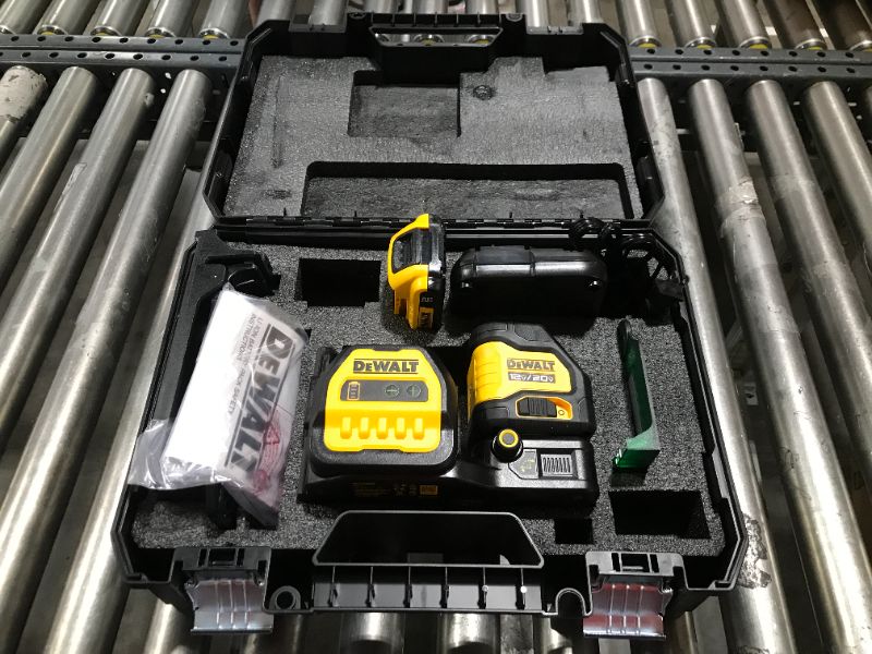 Photo 3 of 20V Max Lithium-Ion Cordless Green Cross-Line Laser Level Kit, (1) 2.0Ah Battery, Charger, and TSTAK Case
