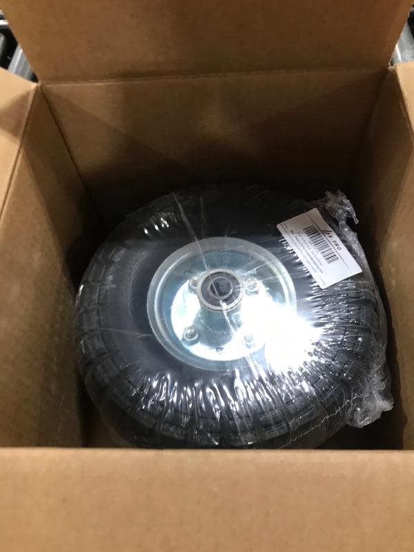 Photo 2 of (2-Pack) AR-PRO 10-Inch Solid Rubber Tires and Wheels - Replacement 4.10/3.50-4” Tires and Wheels with 5/8” Axle Bore Hole, and Double Sealed Bearings - Perfect for Gorilla Carts