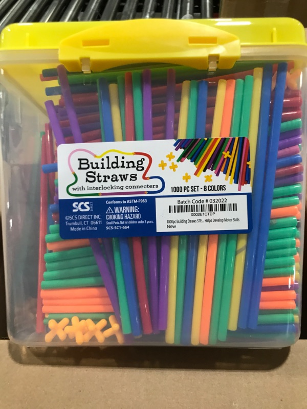 Photo 2 of 1000pc Building Straws & Connectors Set for Kids - Includes 7 Plus Interlocking Connectors - Nostalgic Educational Construction Toy Helps Develop Motor Skills & STEM Learning - Age 3+
