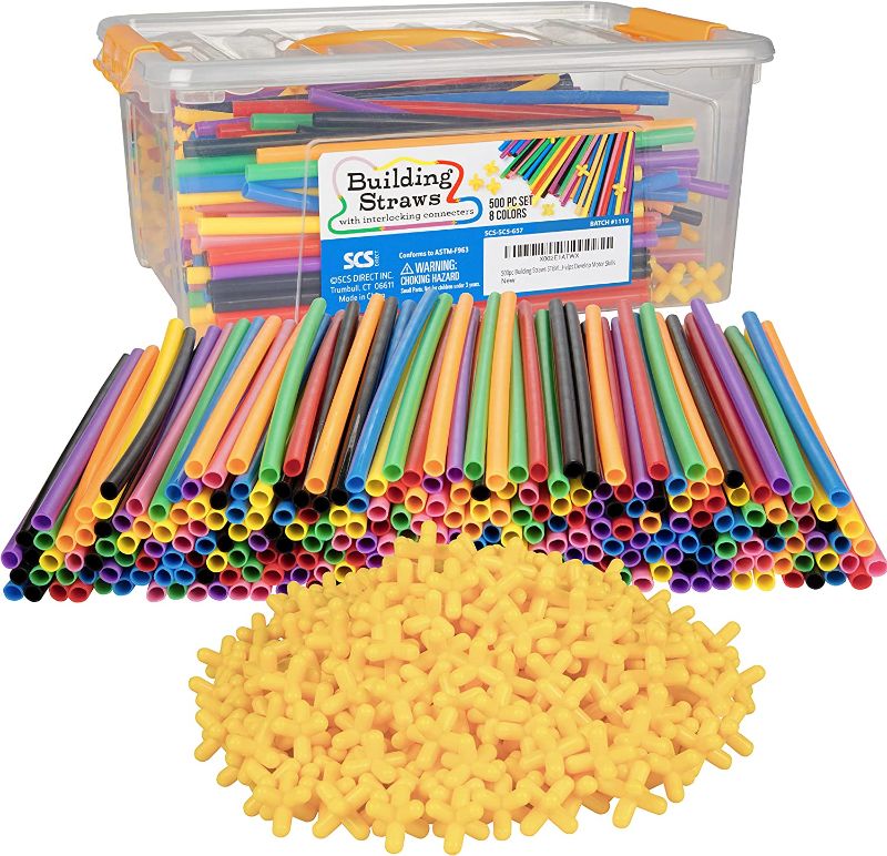 Photo 1 of 1000pc Building Straws & Connectors Set for Kids - Includes 7 Plus Interlocking Connectors - Nostalgic Educational Construction Toy Helps Develop Motor Skills & STEM Learning - Age 3+
