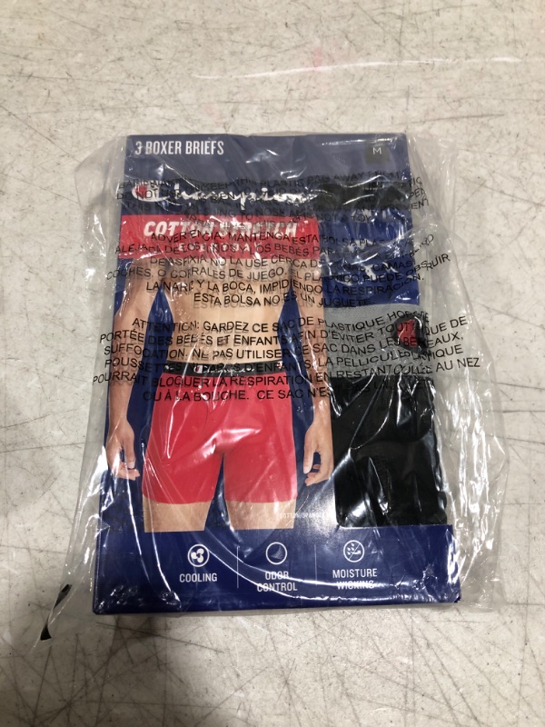 Photo 1 of Champion Men Men's Cotton Stretch Boxer Briefs, 3 and 5 Packs Available Medium Blue/Blk/Red - 3 Pack 3
