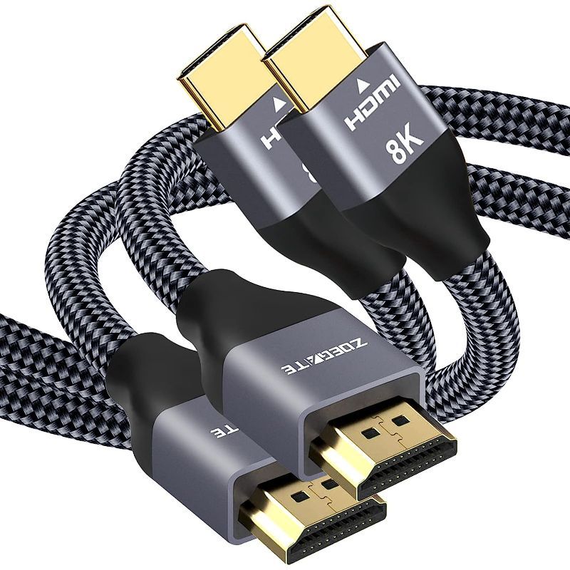 Photo 1 of MINJANDLEE 2Pack 8K HDMI 2.1 Cable 48Gbps Certified Ultra High Speed HDMI Braided Cord 6.6ft, 4K120 8K60 144Hz eARC HDR HDCP 2.2 2.3 3D, Compatible with Ethernet PS5, PS4, X-Box Series X, LG QLED TV
