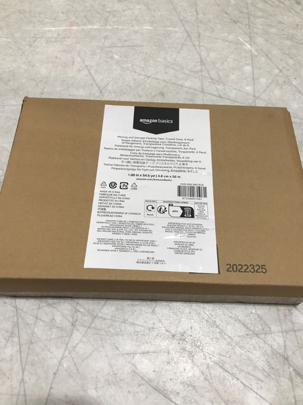 Photo 1 of Amazon Basics Packing Tape, Designed for Moving, Storage and Packing, Shipping and Mailing, 1.88-Inch Wide x 54.6 Yards, Crystal Clear, 6-Pack 54.6 Yards 6-Pack