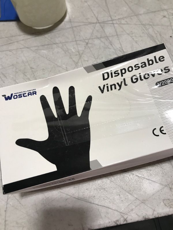 Photo 2 of XL Wostar Black Vinyl Disposable Gloves XLarge 100pcs 3 Mil Latex Powder Free Rubber Exam Disposable Vinyl Work Gloves X-Large (Pack of 100) Black Xlarge 100pcs