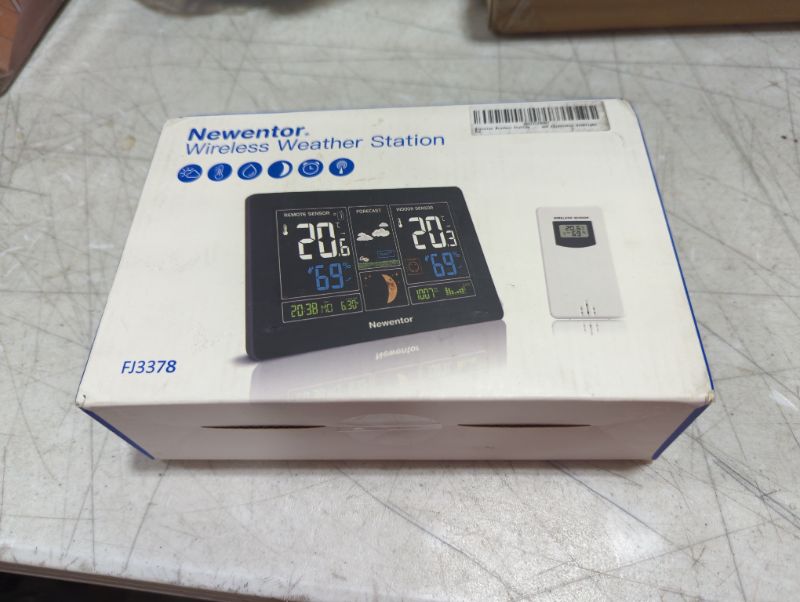 Photo 1 of Newentor Weather Station Wireless Indoor Outdoor Thermometer, Color Display Digital Weather Thermometer with Atomic Clock, Forecast Station with Calendar and Adjustable Backlight
