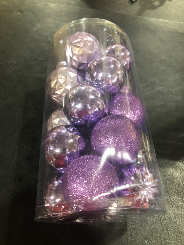 Photo 2 of 20ct Christmas Ball Ornaments Shatterproof Christmas Hanging Tree Decorative Balls for Party Holiday Wedding Decor Violet, 3.15",80mm Violet 3.15 in