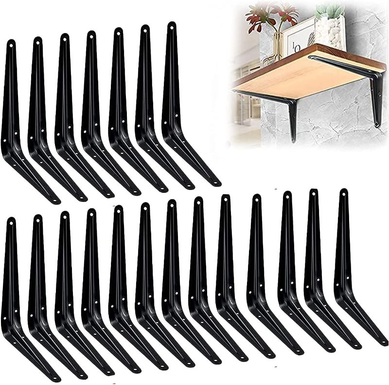 Photo 1 of 24 Pack Shelf Brackets 10 Inch,Shelf Brackets, Floating Shelf Bracket, Decorative Wall Brackets L Brackets for Shelves (10 inch*8inch-20 Packs)
