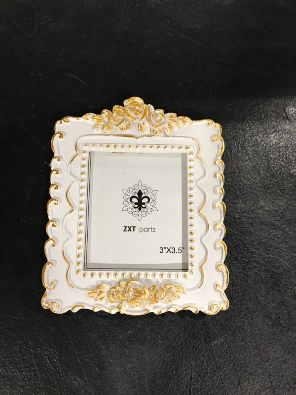 Photo 1 of 3 x 3.5 Picture Frame White & Gold