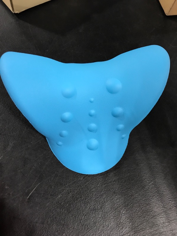 Photo 2 of  Neck Stretcher, Cervical Traction, and Shoulder Relaxer, Traction for Muscle Tension Relief, Headache Pillow, Spine Alignment, Chiropractic Pillow(Blue)
