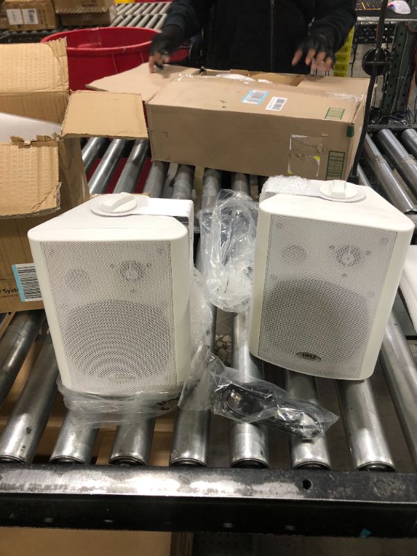 Photo 1 of Wall Mount Home Speaker System - Active Passive Mountable Bookshelf Indoor Studio Garage Patio Stereo Speaker, Pyle PDWR53BTWT (White) & Outdoor Wall-Mount Patio Stereo Speaker- Pyle PDWR61BTWT White