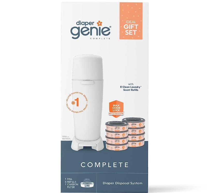 Photo 2 of Diaper Genie Registry Gift Set | Includes Diaper Genie Complete Diaper Pail, 8 Refill Bags, 1 Carbon Filter | Perfect Starter Kit
