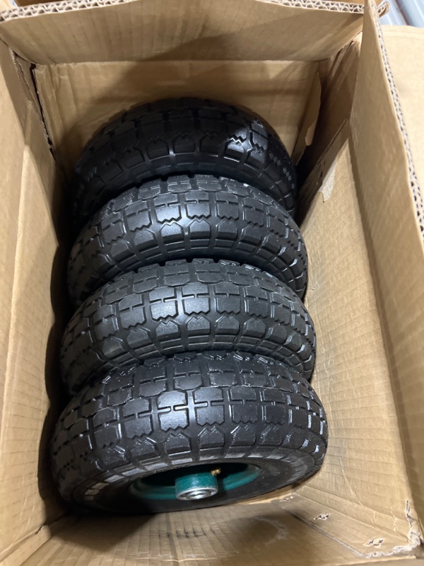 Photo 1 of 4 Pcs 10" Flat Free Tires Solid Pneumatic Tires Wheels