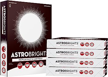 Photo 1 of Astrobrights® Printer & Copy Paper, 8.5" x 11", 28lb/105gsm, 97 Brightness, White, 5 reams of 300 sheets per ream, 1,500 sheets per carton (91738-01)