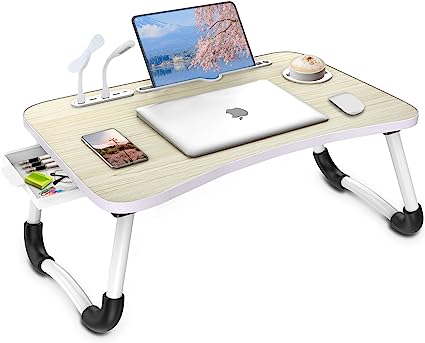 Photo 1 of Zapuno Laptop Lap Desk, Foldable Laptop Table Tray with 4 USB Ports Storage Drawer and Cup Holder, Laptop Bed Desk Laptop Stand for Bed Lap Tray Portable Standing Table for Bed Couch Floor
