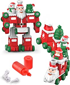 Photo 1 of Building Blocks Train for Kids3+,Christmas Decorations Indoor,SETM Toys Christmas Train Sets Transform Santa Claus Robot, and Birthday Gifts for Kids 3-12 Years Old 