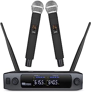 Photo 1 of Donop Wireless Microphone System, Metal Two-Headed Handheld mic Professional UHF,250ft(Frequency Modulation)