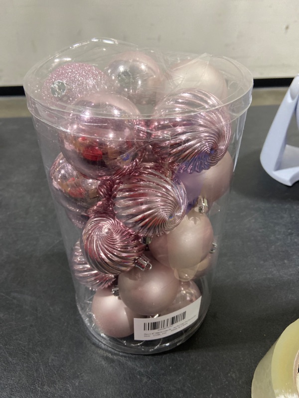 Photo 2 of 2.36" Christmas Ball Ornaments Pink 30 Pcs Small Shatterproof Christmas Tree Decorations Xmas Tree Christmas Ornaments Balls with Hanging Loop for Wedding Holiday Party Wreath Home Decor Pink 2.36"/25pcs