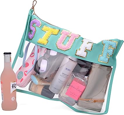 Photo 1 of Alameda Chenille Letter Travel Makeup Organizer for Toiletries?Snack?Multi-Purpose Toiletry Bags for Women Girls Carry On?Clear Bag Stadium Approved,Clear Tote(PU Leather Style-Stuff, Large)
