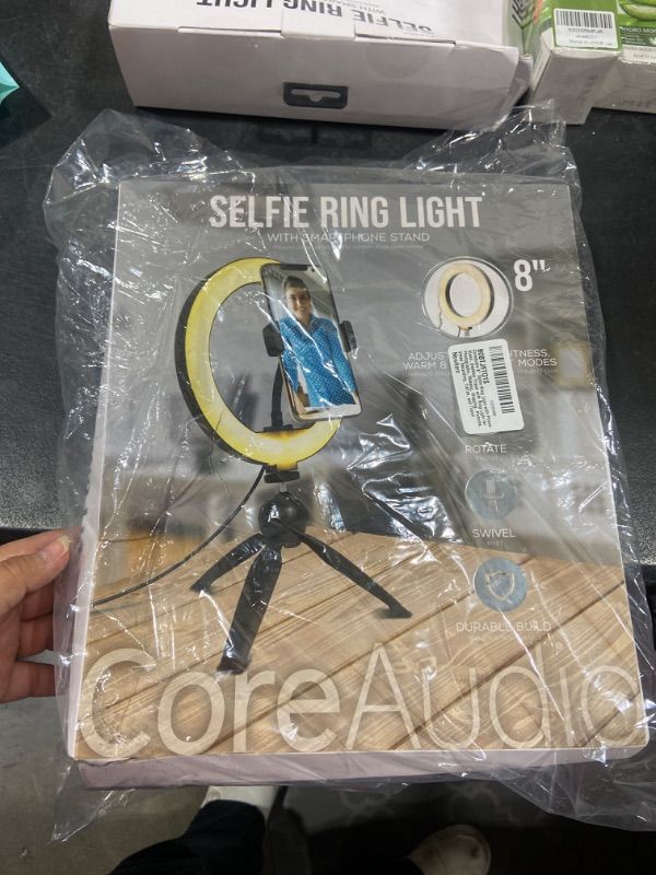 Photo 2 of CoreAudio 8" Selfie Ring Light with Phone Stand, Desktop Tripod with Ring Light for Photography, Makeup, Vlogging, Pictures, Video Recording, TikTok, and Travel 8 Inches