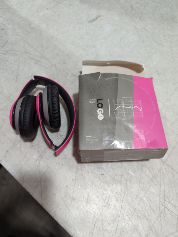 Photo 2 of iJoy Matte Rechargeable Wireless Bluetooth Foldable Over Ear Headphones with Mic, EDM Violet Logo - 15 Hour