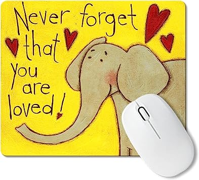 Photo 1 of AYKDTFN Inspirational Quote Cartoon Animal Pattern Mouse Pad, Funny Cute Elephant Small Yellow Mousepad, Non-Slip Rubber Base Computer and Laptop Desk Mat for Boy and Girl (A-Elephant)
