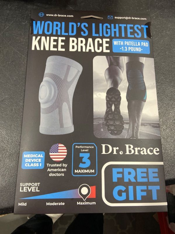 Photo 1 of DR. BRACE ELITE Knee Brace For Knee Pain, World’s Lightest Compression Knee Sleeve With Patella Pad For Maximum Knee Support And Fast Recovery For Men And Women-Please Check How To Measure Video (Pluto, Medium)