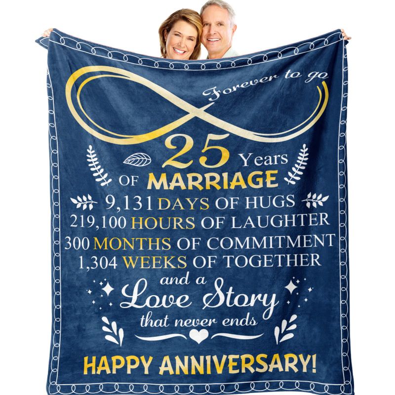 Photo 1 of 25th Wedding Anniversary Blanket Gifts for Couple, 25th Silver Anniversary Wedding Gifts, 25th Year Anniversary, 25th Anniversary Throw Blanket Gifts Ideas for Wife Husband Him Her 60"x50"