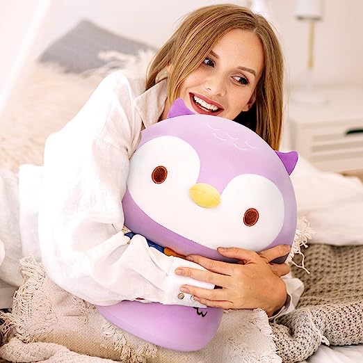 Photo 1 of Mewaii 14 Inch Mushroom Plush, Cute Owl Plush Pillow Soft Plushies Squishy Throw Pillow, Purple Owl Stuffed Animals Kawaii Plush Toys Decoration Gift for Girls Boys
