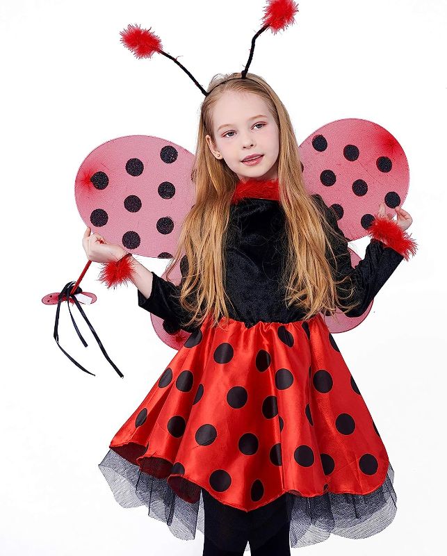 Photo 1 of  8-10Y IKALI Ladybug Costume Ballerina Beetle Wings Fancy Dress up Outfit Ladybird Suit