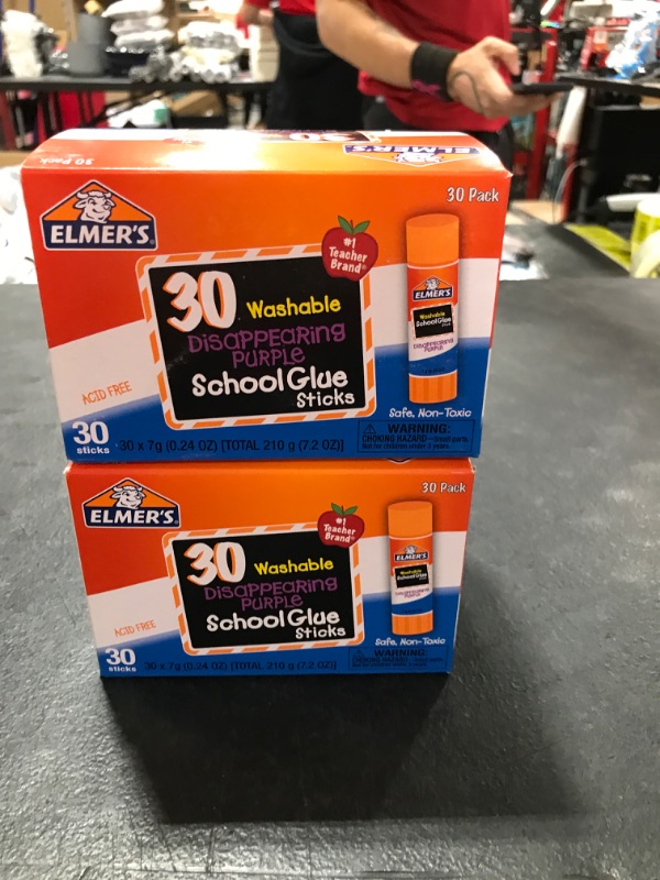 Photo 2 of 2PACKS Elmer's Disappearing Purple School Glue Sticks, Washable, 7 Grams, 30 Count 30 Count Standard Stick