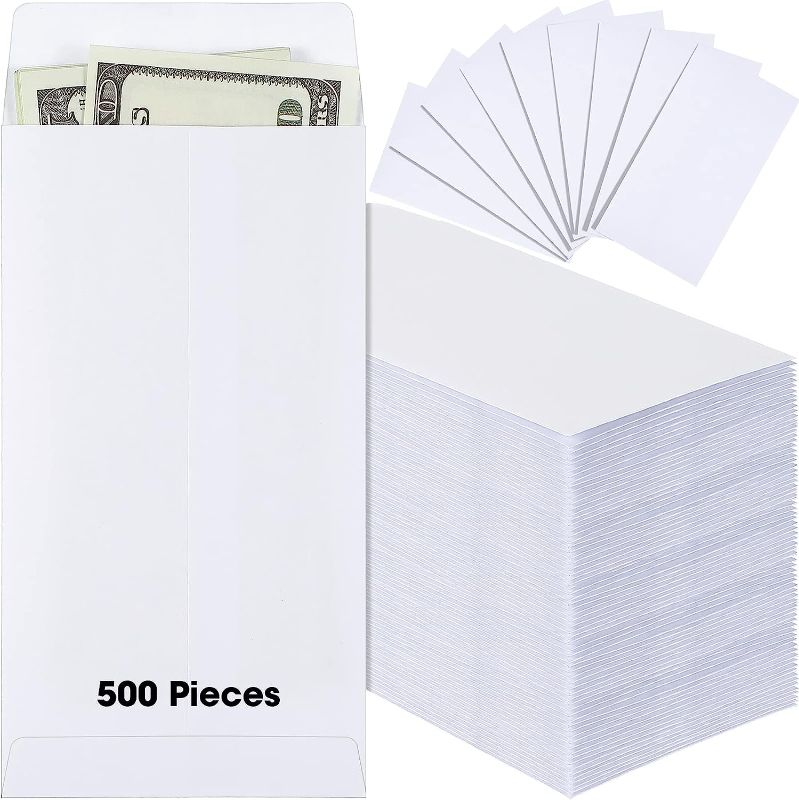 Photo 1 of 500 Piece Money Envelopes for Cash Budgeting 3.5 x 6.5 Inch Large Cash Envelopes Money Saving Challenge Coin Envelopes for Cash Budgeting Check Coin Tickets and Small Items (White) 