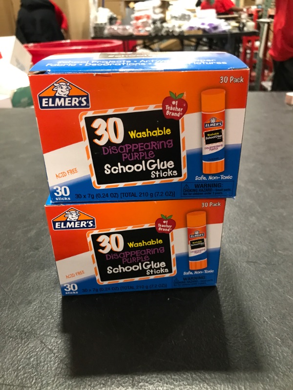 Photo 2 of 2PACKS OF 30 EACH Elmer's Disappearing Purple School Glue Sticks, Washable, 7 Grams, 30 Count 30 Count Standard Stick