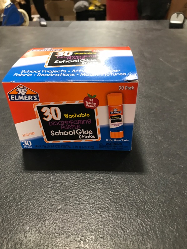 Photo 2 of Elmer's Disappearing Purple School Glue Sticks, Washable, 7 Grams, 30 Count 30 Count Standard Stick