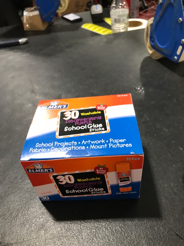 Photo 1 of Elmer's Disappearing Purple School Glue Sticks, Washable, 7 Grams, 30 Count 30 Count Standard Stick