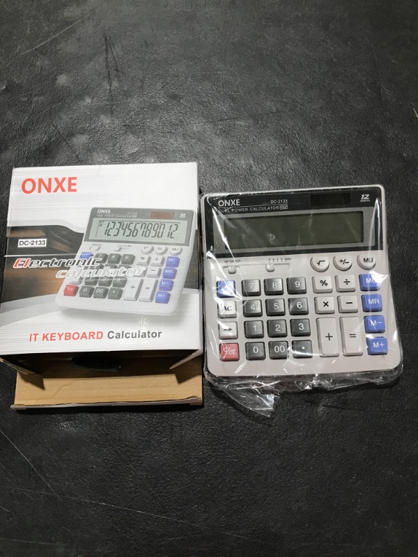 Photo 2 of Calculator Desktop,ONXE 5” Large LCD Display Calculator,Standard Function Calculators with 12 Digit Number and Big Button, Solar and Battery Dual Power, Financial Accounting Calculator for Office