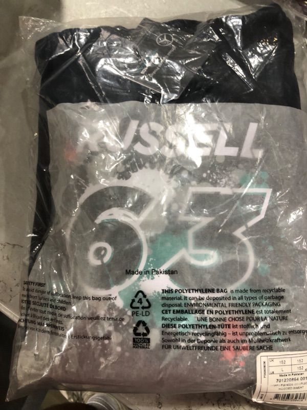 Photo 2 of Mercedes AMG Petronas Formula One Team - Official Formula 1 Merchandise Collection - George Russell Kids #63 Hoodie LARGE Black