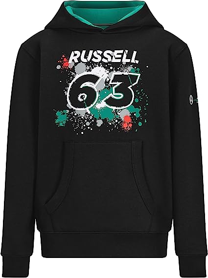 Photo 1 of Mercedes AMG Petronas Formula One Team - Official Formula 1 Merchandise Collection - George Russell Kids #63 Hoodie LARGE Black