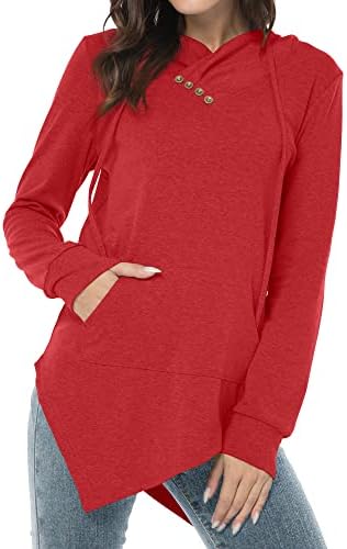 Photo 1 of AYIFU Womens Long Sleeve Tunic Hoodies Irregular Hem Hoody Casual Solid Tops with Pocket XL 
