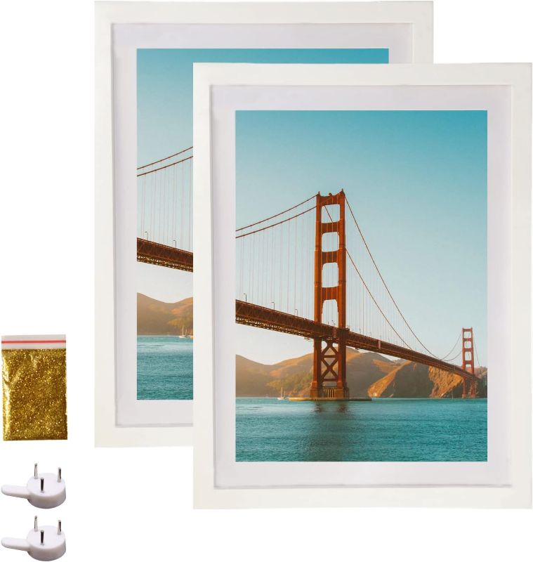 Photo 1 of 10x14 Wood Picture Frame Diamond Painting Frame 25x35cm (or 30x40cm Cropped) Diamond Art Frames 10x14 in/25x35 cm Without Mat or 8x12in/20x30cm with Mat for Photo Wall Hanging Display - White 2 Pack
