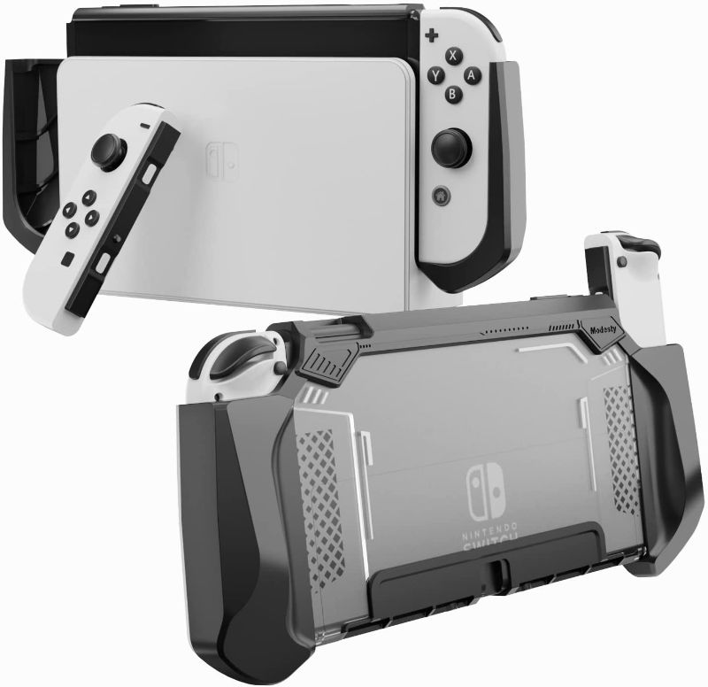 Photo 1 of MODESTY Dockable Case Compatible with Nintendo Switch OLED 2021, [Lightweight Series ] Upgraded Protective Dockable Cover, Ergonomic Comfort TPU Grip Case for Nintendo Switch OLED Console and Joy-Con
